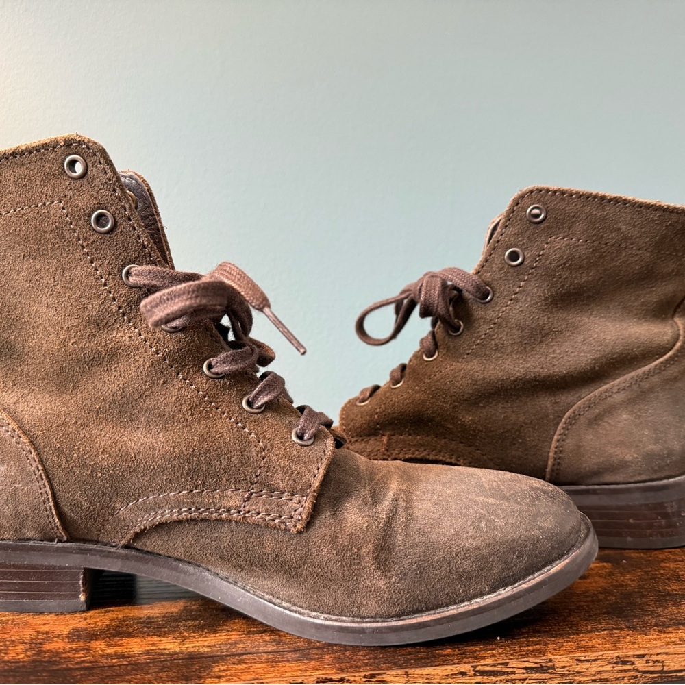 Thursdayay Boot Co. lace up boots in olive suede